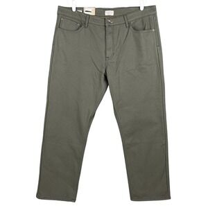 NWT Weatherproof Vintage Men Bonded Fleece Lined Green Canvas Pant 40x30 Regular